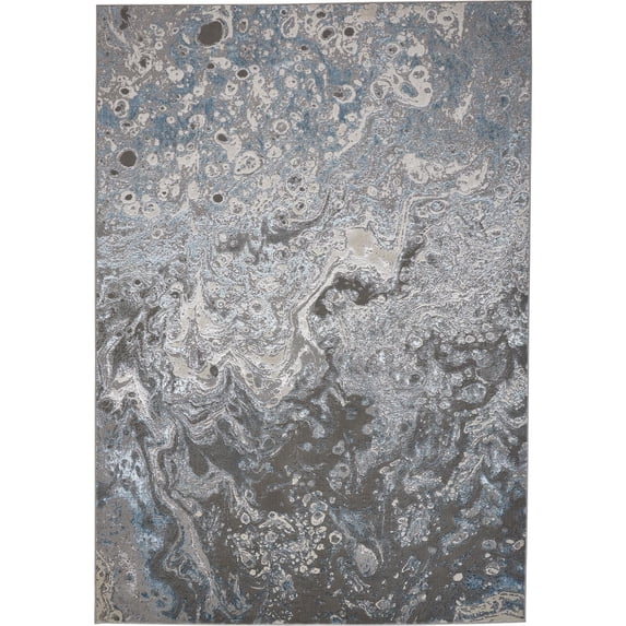 Feizy Azure Modern Watercolor, Ivory/Gray/Blue, 1'6" x 1'6" Swatch Easy Care Stain Resistant Fade Resistant Casual Abstract Floor Rug for Living room Bedroom
