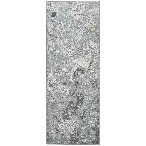 Feizy Azure Modern Watercolor, Ivory/Gray/Blue, 2' 10" x 7' 10" Runner, Easy Care Stain Resistant Fade Resistant, Area Rug for Living Room and Bedroom