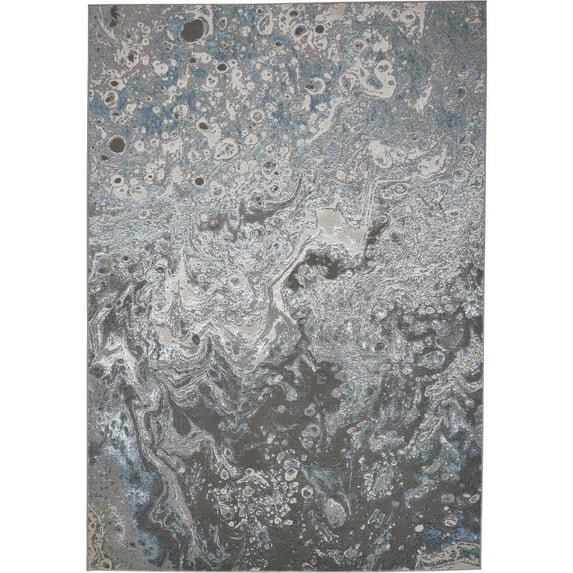 Feizy Azure Modern Watercolor, Ivory/Gray/Blue, 3'11" x 6' Accent Rug Easy Care Stain Resistant Fade Resistant Casual Abstract Floor Rug for Living room Bedroom