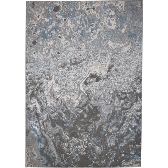 Feizy Azure Modern Watercolor, Ivory/Gray/Blue, 6' 7" x 9' 6" Area Rug, Easy Care Stain Resistant Fade Resistant, Area Rug for Living Room and Bedroom