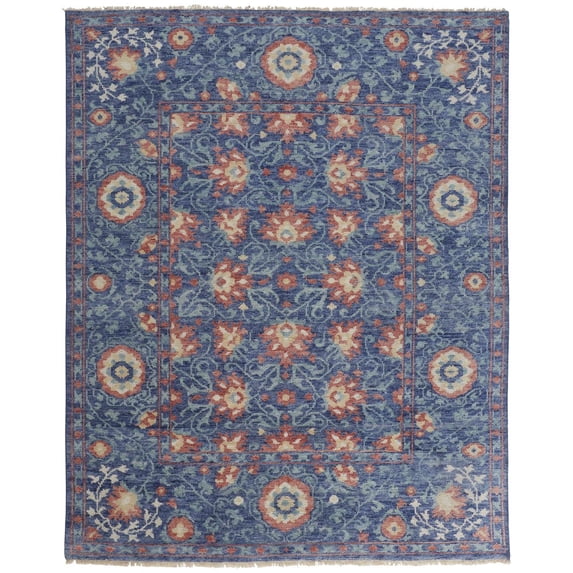 Feizy Beall Traditional Floral & Botanical, Blue/Red, 5'6" x 8'6" Area Rug Easy Care Fade Resistant Stain Resistant Classic Floor Rug for Living room Bedroom