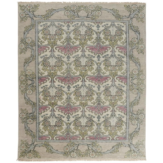 Feizy Beall Traditional Floral & Botanical, Ivory/Pink/Green, 3'6" x 5'6" Accent Rug Easy Care Fade Resistant Stain Resistant Classic Floor Rug for Living room Bedroom