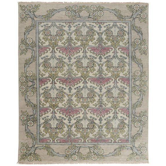 Feizy Beall Traditional Floral & Botanical, Ivory/Pink/Green, 7'9" x 9'9" Area Rug Easy Care Fade Resistant Stain Resistant Classic Floor Rug for Living room Bedroom