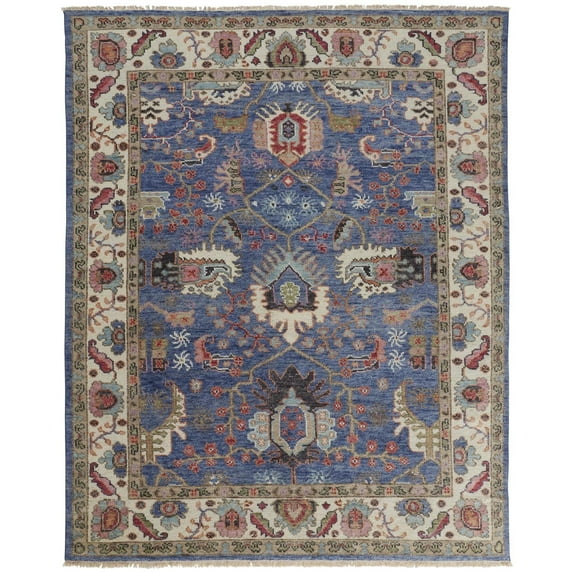 Feizy Beall Traditional Oriental, Blue/Red, 5'6" x 8'6" Area Rug Easy Care Fade Resistant Stain Resistant Rustic Floral & Botanical Floor Rug for Living room Bedroom
