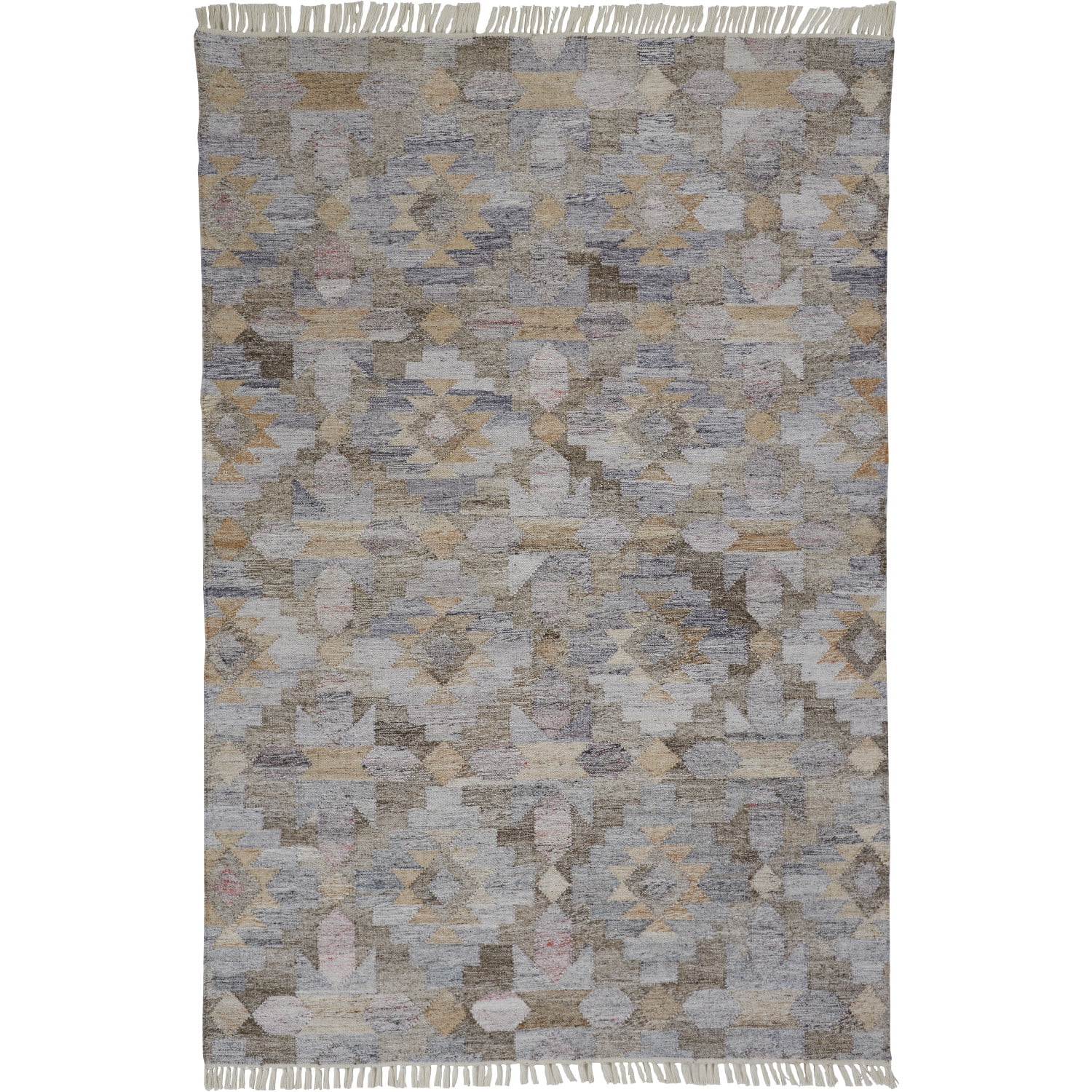 Eco-Friendly Geometric Gray Synthetic 24" Rug