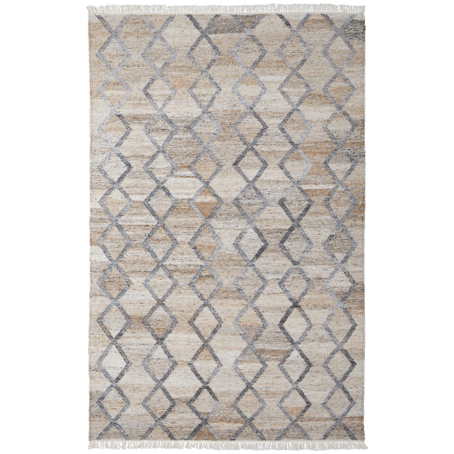Handwoven Gray and Beige Geometric Synthetic Area Rug