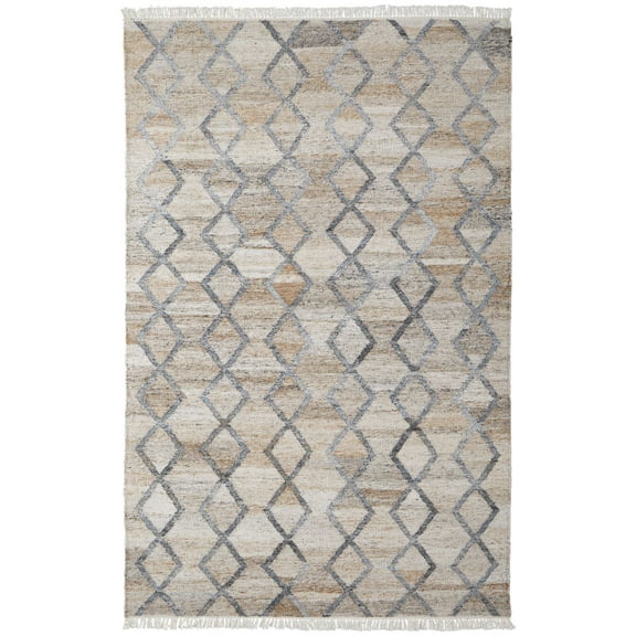 Feizy Beckett Transitional Trellis & Lattice, Gray/Ivory/Tan, 5' x 8' Area Rug Eco Friendly Stain Resistant Handmade Moroccan Diamond Floor Rug for Living room Bedroom