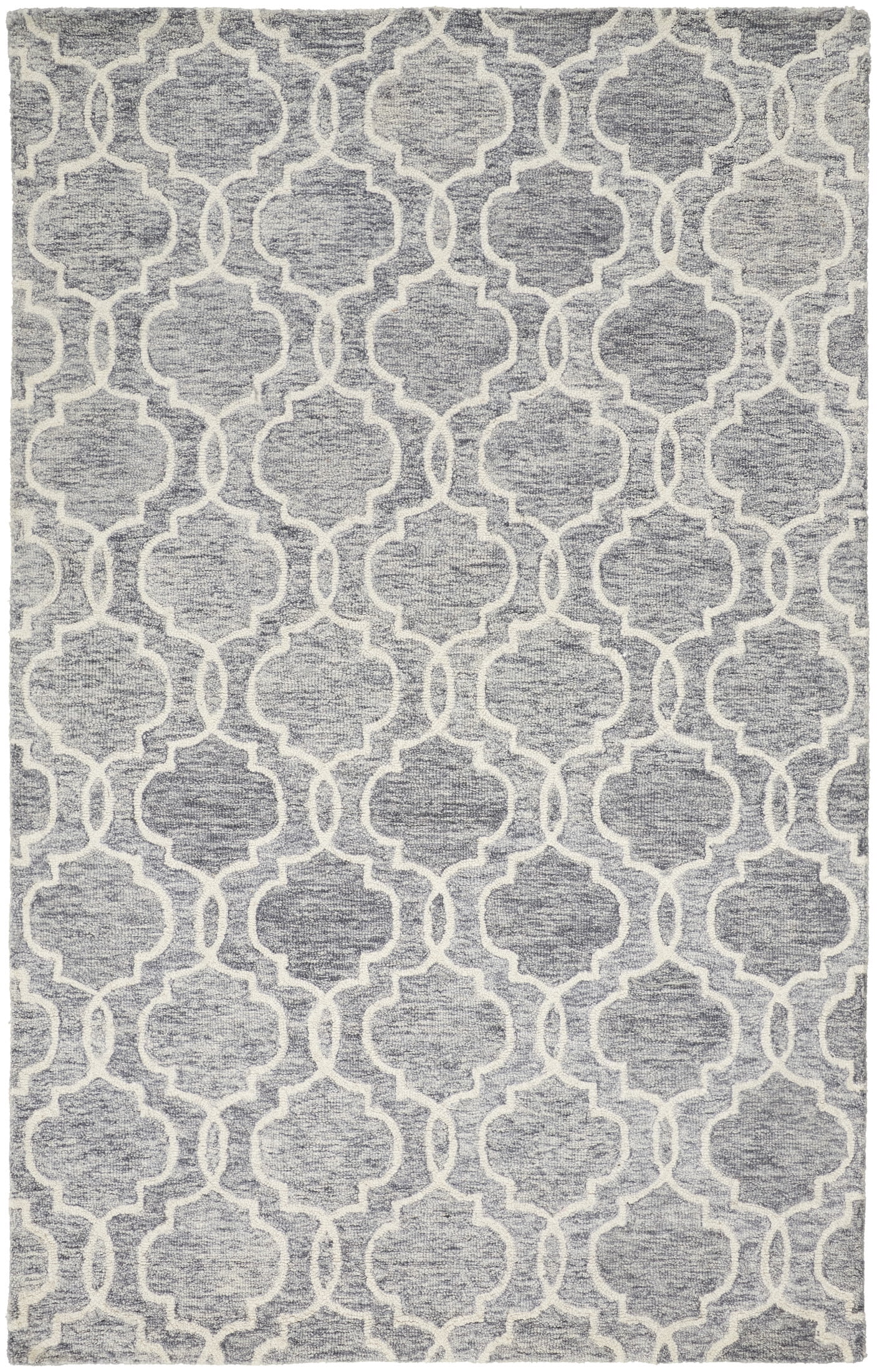 Gray and Ivory Geometric Tufted Wool 8' x 10' Area Rug