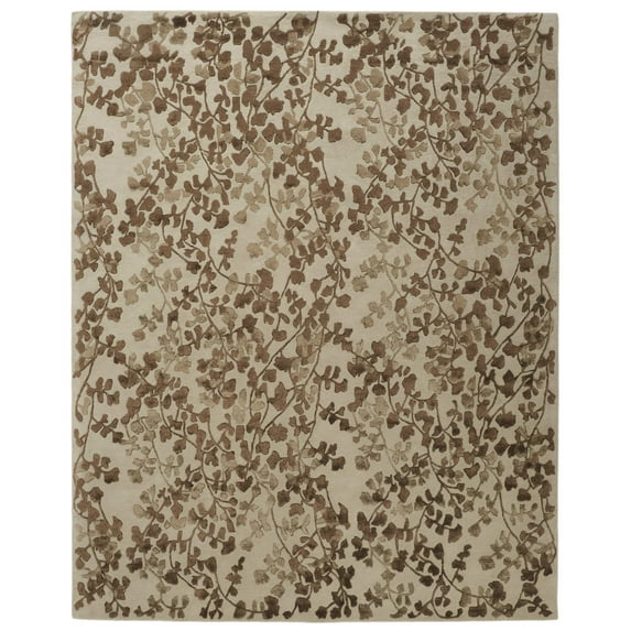 Feizy Bella Transitional Floral & Botanical, Ivory/Taupe/Brown, 10' x 14' Area Rug Handmade Sheen Casual Floor Rug for Living room Bedroom