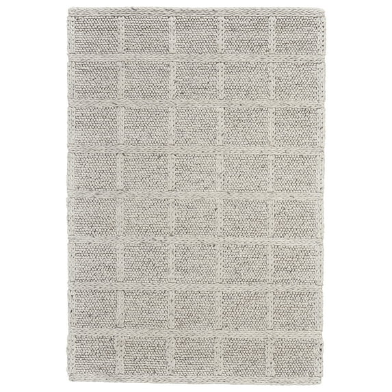 Feizy Berkeley Transitional Solid, Ivory/Gray, 2' x 3' Accent Rug Eco Friendly Water Resistant Stain Resistant Casual Geometric Design Carpet for Living Dining Bed Room