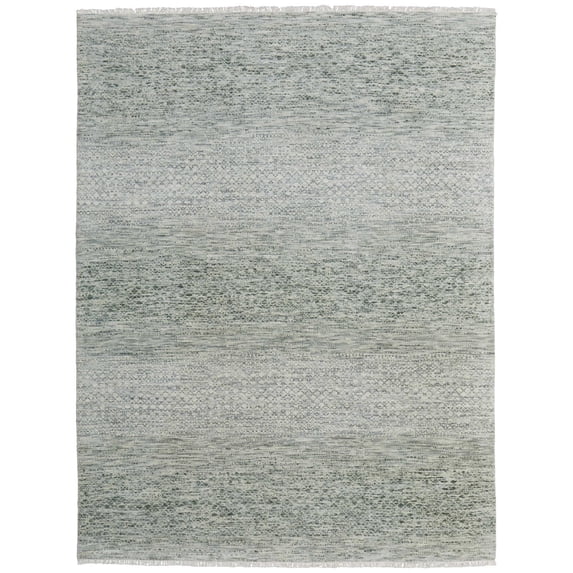 Feizy Branson Transitional Solid, Green/Ivory, 9'6" x 13'6" Area Rug Stain Resistant Kid Friendly Handmade Casual Geometric Floor Rug for Living room Bedroom