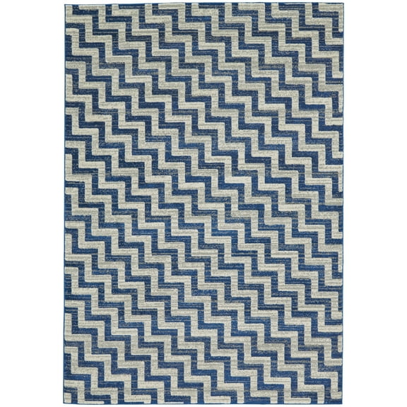 Feizy Brixton Modern Chevron, Blue/Ivory/Gray, 10' x 13'2" Area Rug Easy Care Stain Resistant Fade Resistant Nautical & Coastal Geometric Floor Rug for Living room Bedroom