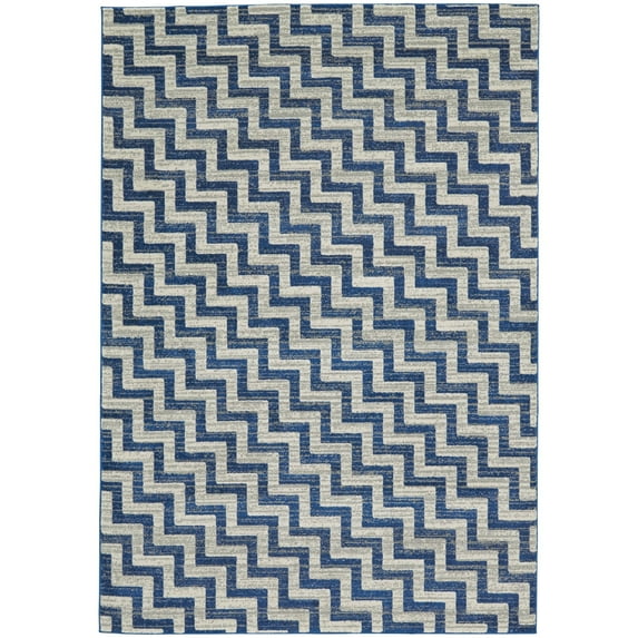 Feizy Brixton Modern Chevron, Blue/Ivory/Gray, 8' x 11' Area Rug Easy Care Stain Resistant Fade Resistant Nautical & Coastal Geometric Floor Rug for Living room Bedroom