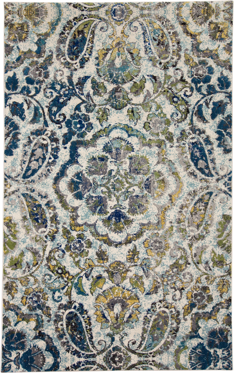 Feizy Brixton Modern Floral & Botanical, Ivory/Blue/Green, 5' x 8' Area ...