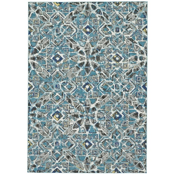Feizy Brixton Modern Geometric, Blue/Ivory/Taupe, 10' x 13'2" Area Rug Easy Care Stain Resistant Fade Resistant Bohemian & Eclectic Abstract Design Carpet for Living Dining Bed Room