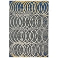 thumbnail image 1 of Feizy Brixton Modern Geometric, Gray/Ivory/Blue, 6'7" x 9'6" Area Rug Easy Care Stain Resistant Fade Resistant Bohemian & Eclectic Distressed Design Carpet for Living Dining Bed Room, 1 of 5