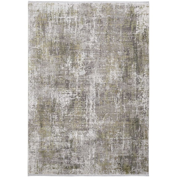 Feizy Cadiz Modern Abstract, Green/Gray/Ivory, 4' 10" x 7' 10" Area Rug, Sheen, Area Rug for Living Room and Bedroom