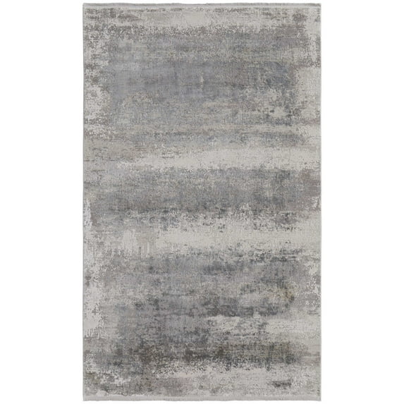 Feizy Cadiz Modern Abstract, Taupe/Gray/Silver, 13' x 20' Area Rug Sheen Industrial Watercolor Floor Rug for Living room Bedroom