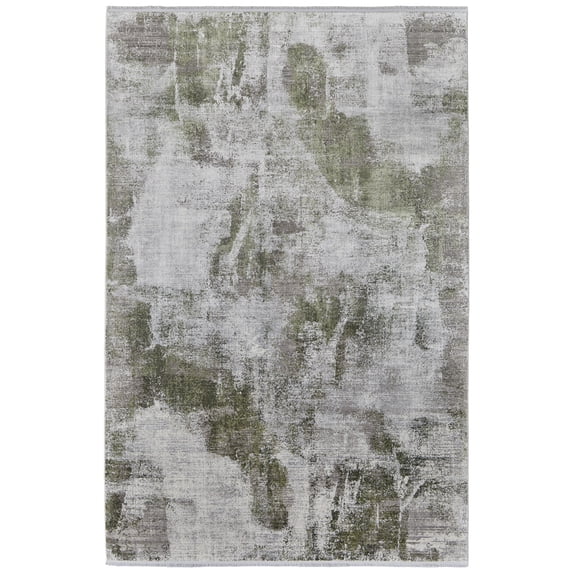 Feizy Cadiz Modern Ikat, Gray/Green/Silver, 7' 9" x 11' Area Rug, Sheen, Area Rug for Living Room and Bedroom