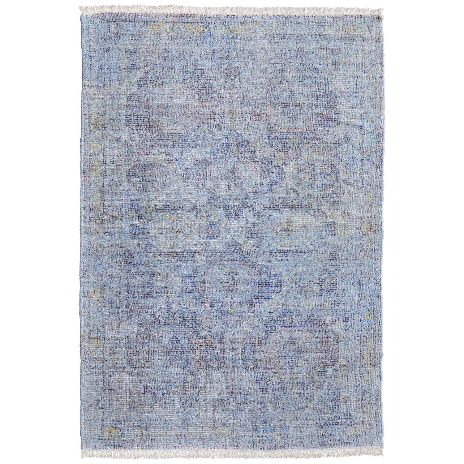 Handmade Tufted Wool-Viscose Blend Blue Rectangular Area Rug