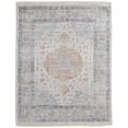 thumbnail image 1 of Feizy Caldwell Transitional Medallion, Ivory/Blue/Orange, 1'6" x 1'6" Swatch Handmade Sheen Bohemian & Eclectic Floral & Botanical Design Carpet for Living Dining Bed Room, 1 of 8