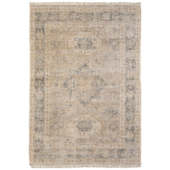 Feizy Caldwell Transitional Medallion, Tan/Gray/Gold, 10' x 14' Area Rug Handmade Sheen Bohemian & Eclectic Distressed Floor Rug for Living room Bedroom