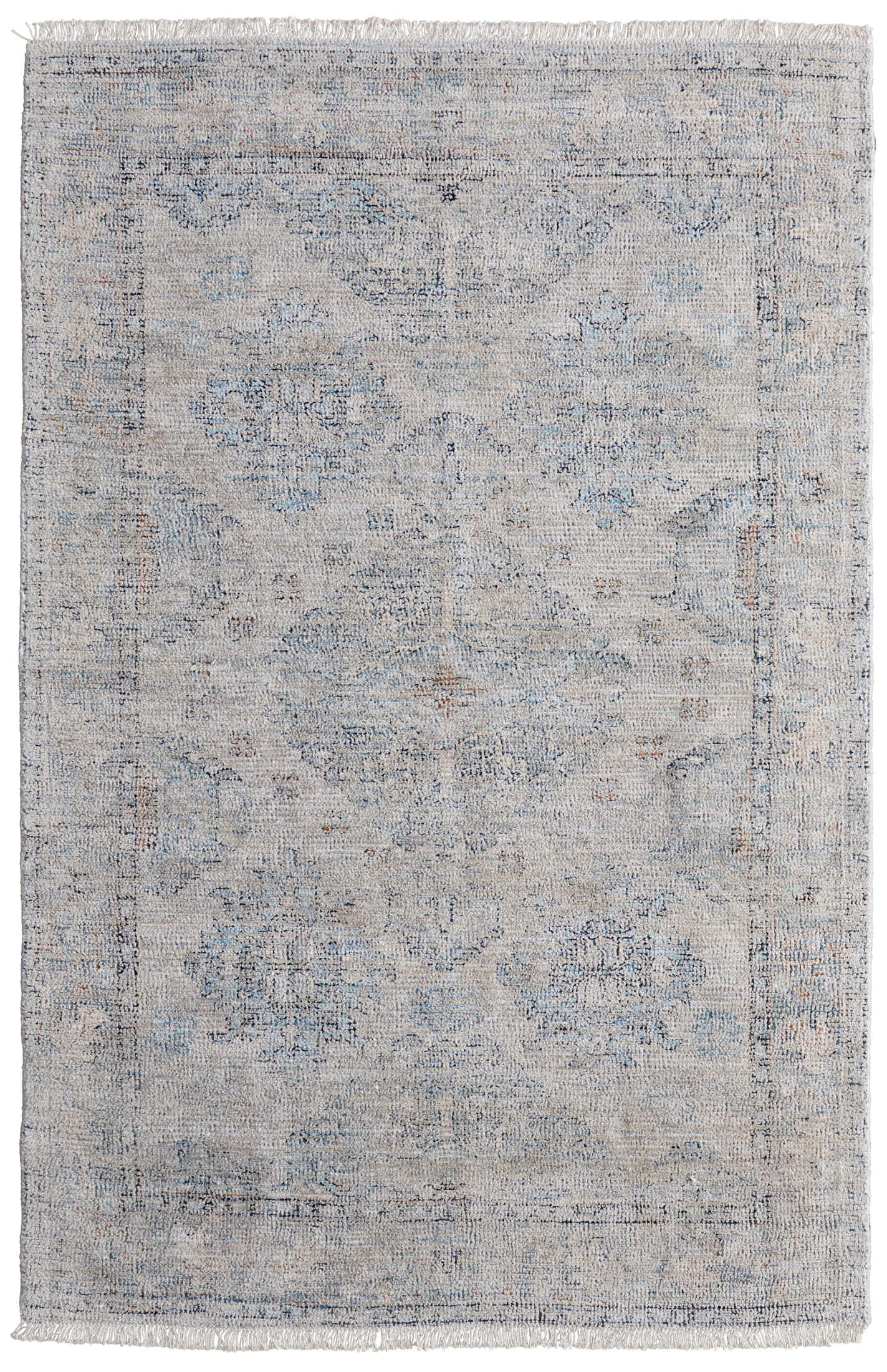 Handmade Gray Wool-Viscose Blend Rectangular Tufted Rug 27"x4"