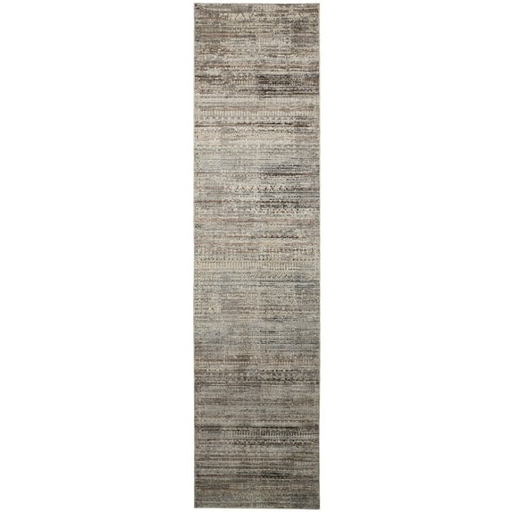 Feizy Caprio Transitional Distressed, Ivory/Gray/Black, 2'6" x 8' Runner Sheen Casual Floor Rug for Living room Bedroom