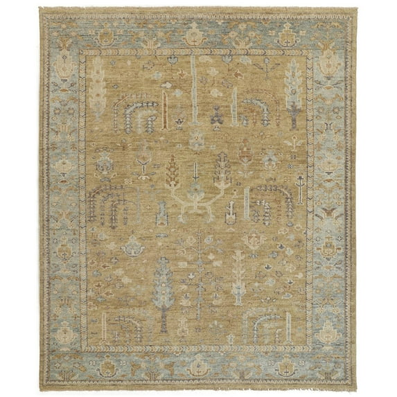 Feizy Carrington Traditional Oriental, Gold/Blue/Gray, 11'6" x 15' Area Rug Easy Care Stain Resistant Kid Friendly Vintage Distressed Floor Rug for Living room Bedroom