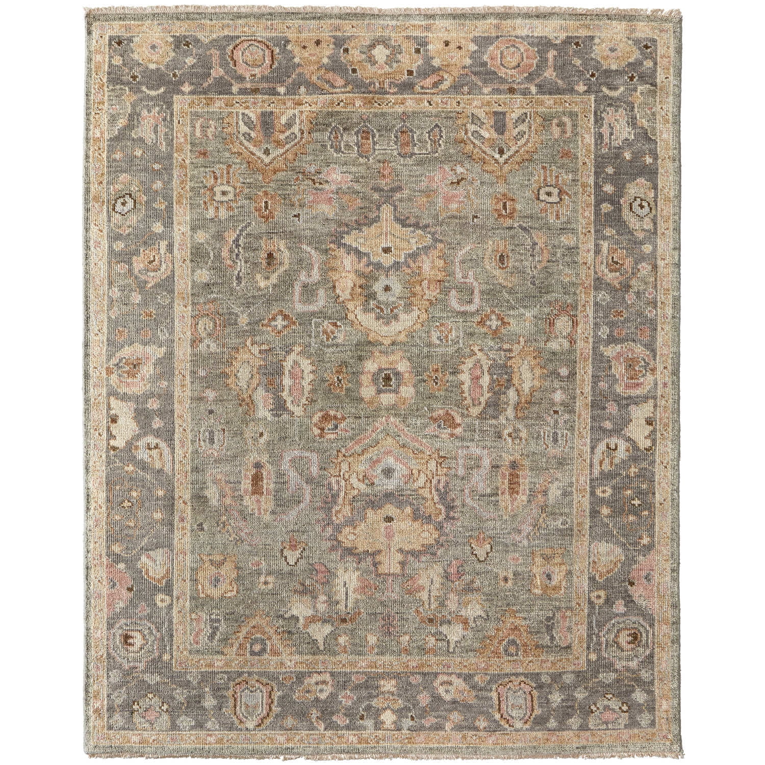 Carrington Gray and Gold Hand-Knotted Wool Area Rug