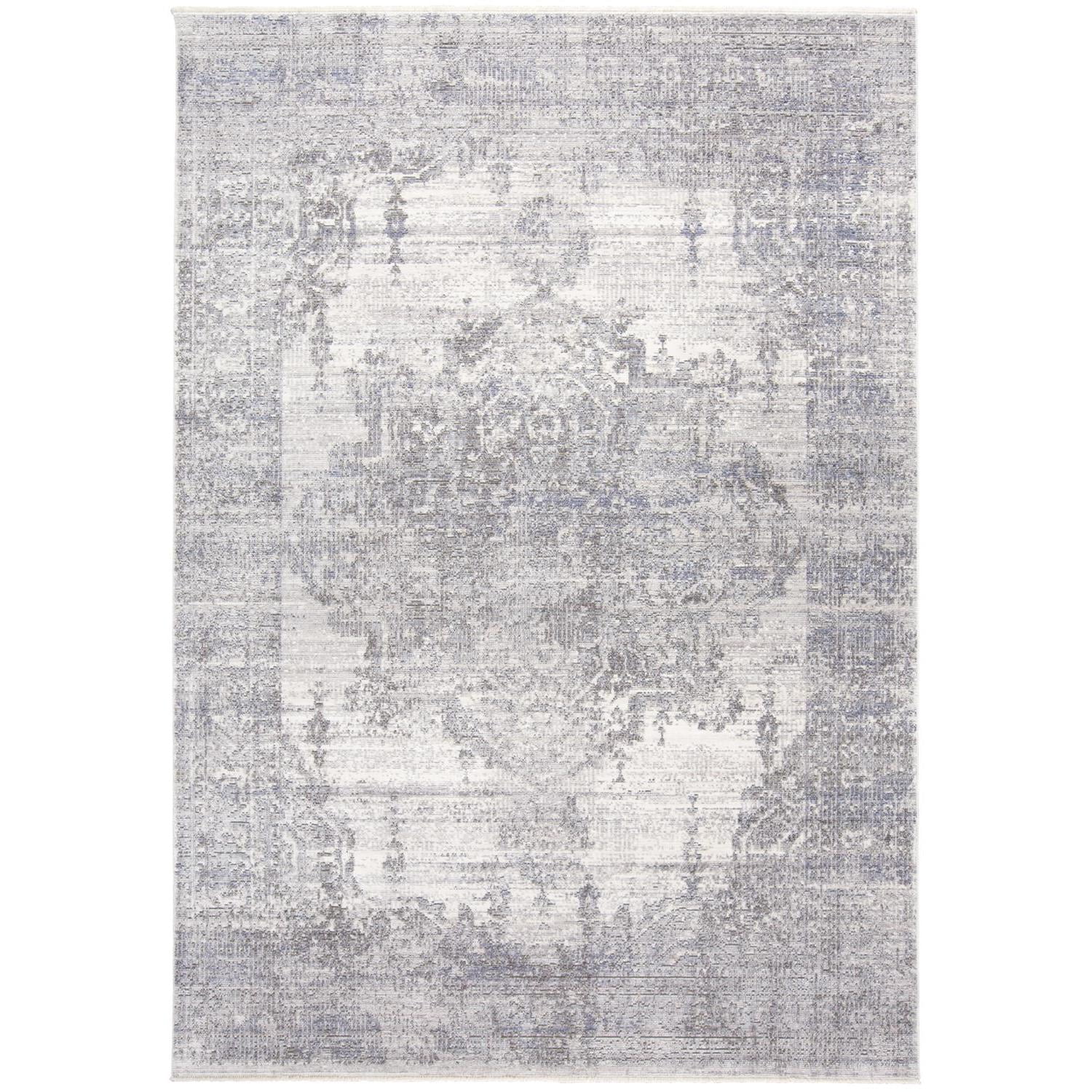 Gray and Ivory Rectangular Viscose Cotton Area Rug 3' x 5'