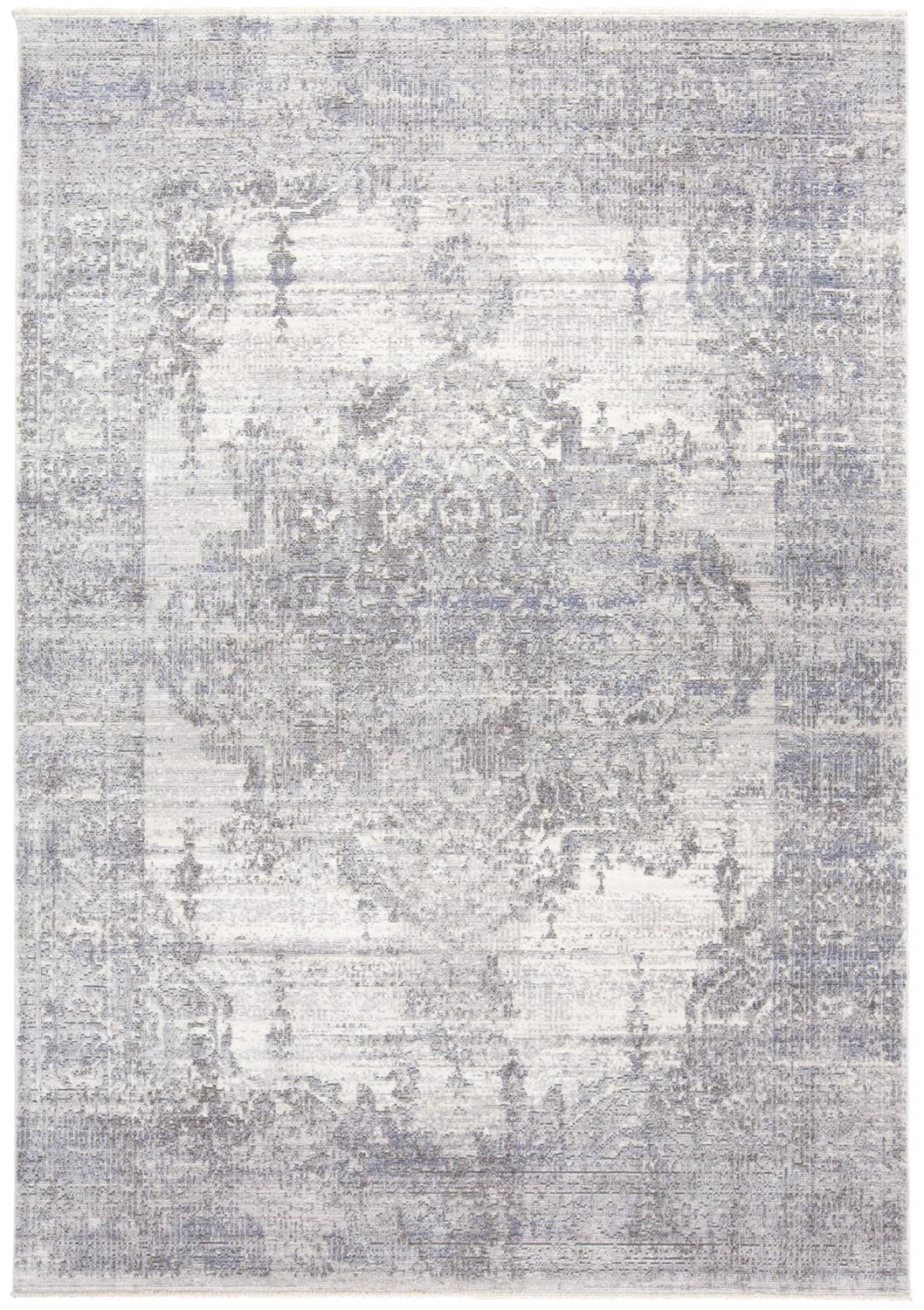 Cecily Gray and Ivory Rectangular Viscose Area Rug 7'10" x 10'
