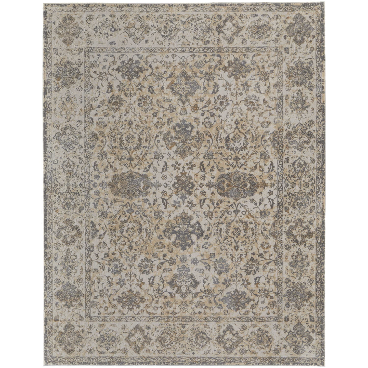 Feizy Celene Traditional Bordered, Ivory/Tan/Gray, 12' x 15' Area Rug ...