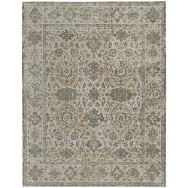 Feizy Celene Traditional Bordered, Ivory/Tan/Gray, 2' x 3' Accent Rug Sheen Casual Floral & Botanical Floor Rug for Living room Bedroom