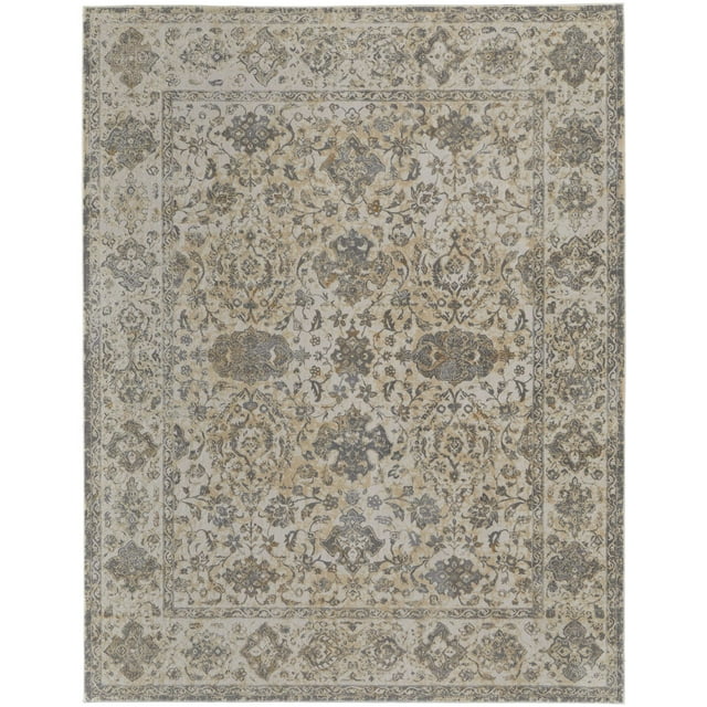Feizy Celene Traditional Bordered, Ivory/Tan/Gray, 2' x 3' Accent Rug Sheen Casual Floral & Botanical Floor Rug for Living room Bedroom