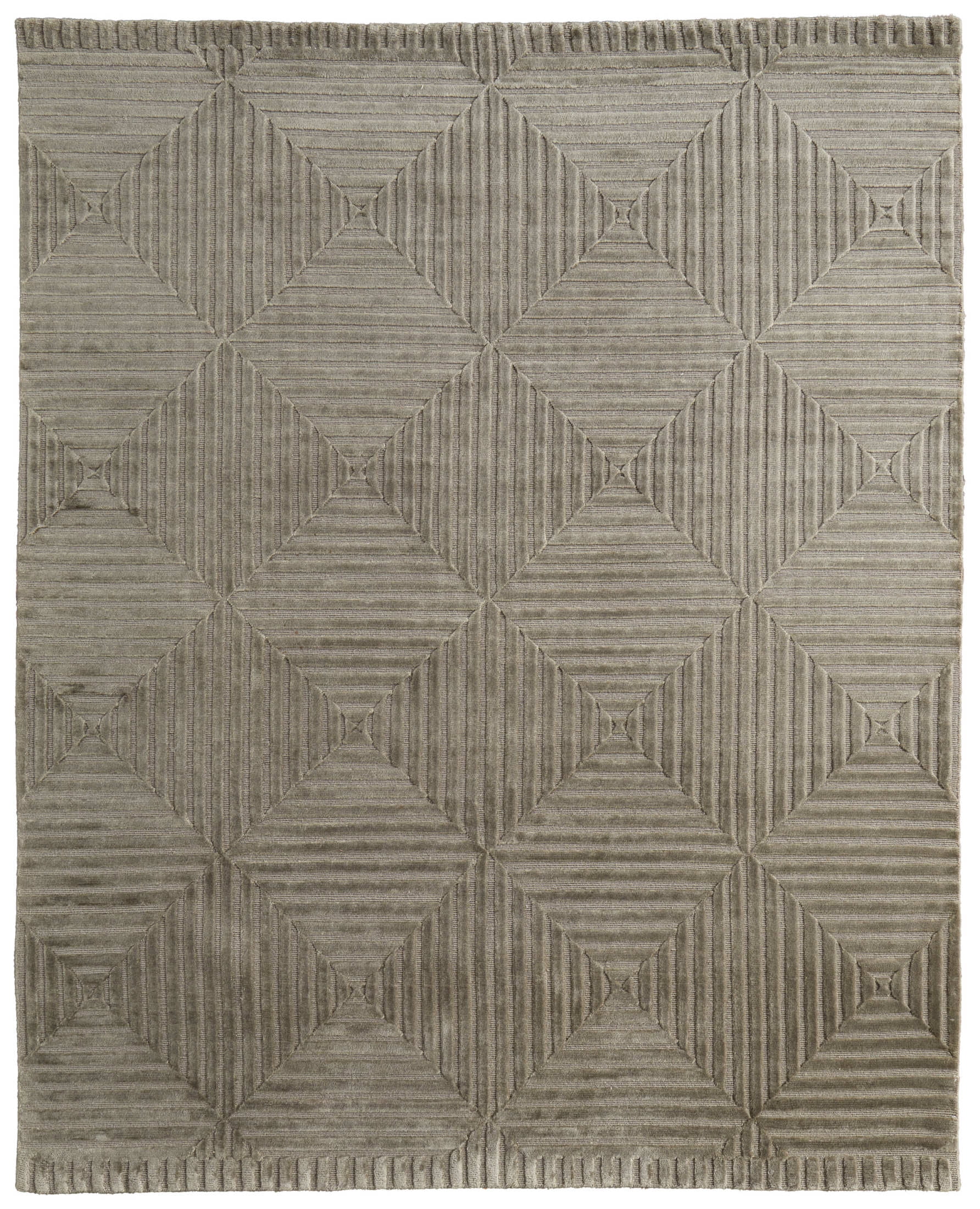 Feizy Channels Modern Geometric, Green/Taupe/Blue, 7'9
