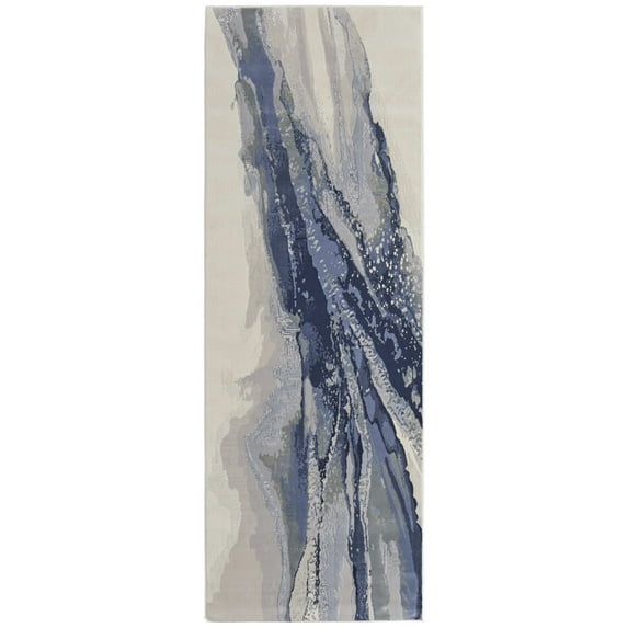 Feizy Clio Modern Abstract, Blue/Gray/Ivory, 2' 9" x 7' 10" RUNNER Runner, Easy Care Stain Resistant Fade Resistant, Area Rug for Living Room and Bedroom