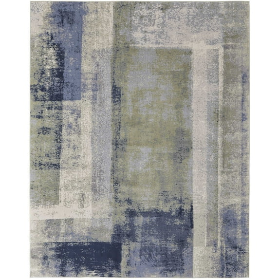 Feizy Clio Modern Abstract, Blue/Green/Ivory, 10' x 13'2" Area Rug Easy Care Stain Resistant Fade Resistant Casual Watercolor Floor Rug for Living room Bedroom