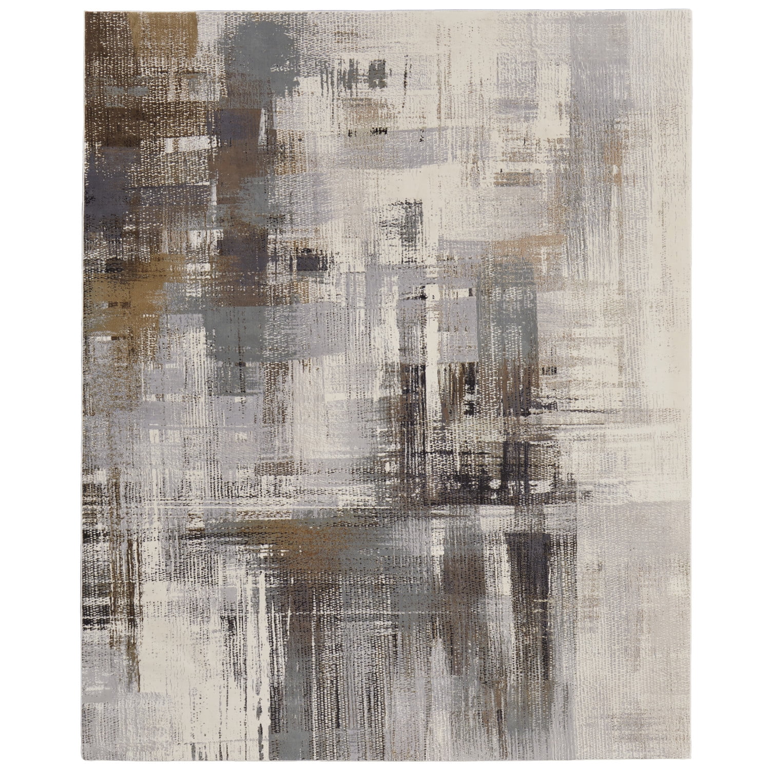 Feizy Clio Modern Abstract, Ivory/Gray/Brown, 9' x 12' Area Rug Easy ...