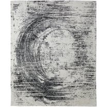 Feizy Coda Modern Abstract, Black/White, 2' x 3' Accent Rug Handmade Sheen Industrial Watercolor Floor Rug for Living room Bedroom