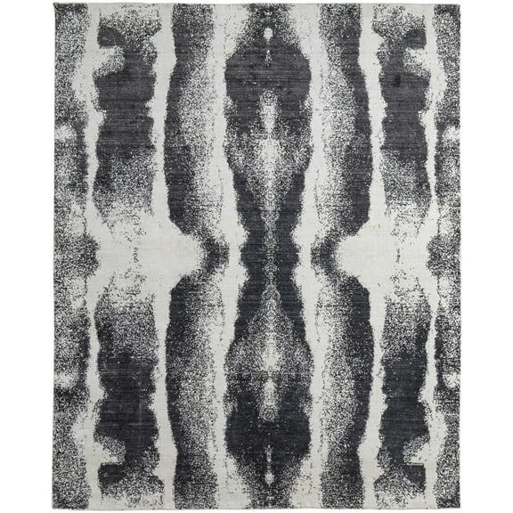 Feizy Coda Modern Abstract, Black/White, 2' x 3' Accent Rug Handmade Sheen Industrial Watercolor Floor Rug for Living room Bedroom