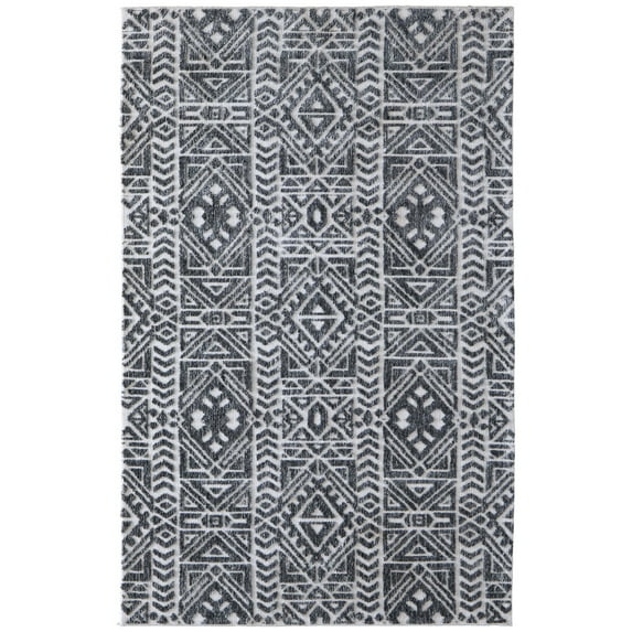 Feizy Colton Modern Southwestern, Gray/Black/Ivory, 8' x 10' Area Rug, Stain Fade Resistant Pet & Kid Friendly, Area Rug for Living Room and Bedroom