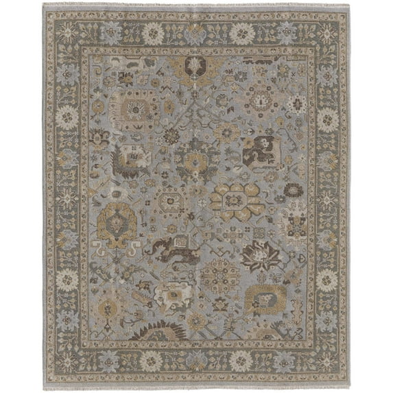 Feizy Corbitt Traditional Oriental, Blue/Gold/Gray, 2'6" x 12' Runner Stain Resistant Pet & Kid Friendly Handmade Classic Bordered Floor Rug for Living room Bedroom