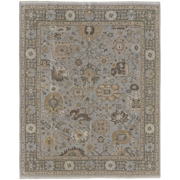 Feizy Corbitt Traditional Oriental, Blue/Gold/Gray, 2' x 3' Accent Rug Stain Resistant Pet & Kid Friendly Handmade Classic Bordered Floor Rug for Living room Bedroom