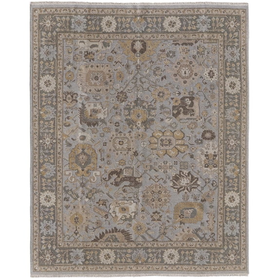 Feizy Corbitt Traditional Oriental, Blue/Gold/Gray, 7'9" x 9'9" Area Rug Stain Resistant Pet & Kid Friendly Handmade Classic Bordered Floor Rug for Living room Bedroom