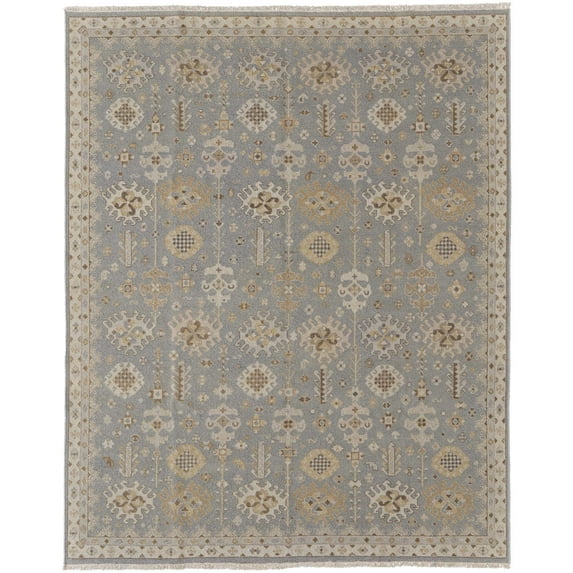 Feizy Corbitt Traditional Oriental, Blue/Gray/Ivory, 7'9" x 9'9" Area Rug Stain Resistant Pet & Kid Friendly Handmade Classic Bordered Floor Rug for Living room Bedroom
