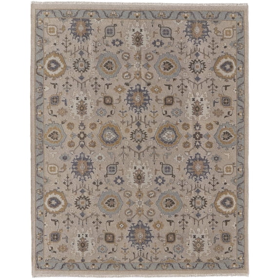 Feizy Corbitt Traditional Oriental, Tan/Blue/Gold, 7'9" x 9'9" Area Rug Stain Resistant Pet & Kid Friendly Handmade Classic Persian Floor Rug for Living room Bedroom