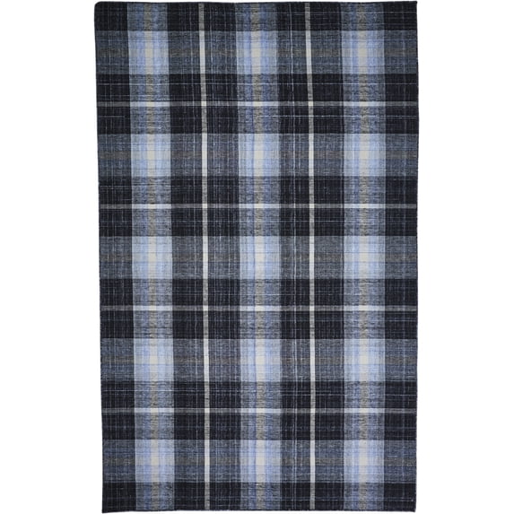 Feizy Crosby Transitional Plaid, Black/Blue/White, 5' x 8' Area Rug Easy Care Fade Resistant Stain Resistant Rustic Design Carpet for Living Dining Bed Room