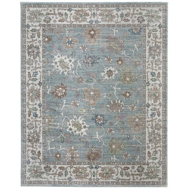 Feizy Dartmouth Transitional Floral & Botanical, Blue/Ivory/Brown, 1'8" x 2'10" Accent Rug Easy Care Stain Resistant Pet & Kid Friendly Bohemian Bordered Design Carpet for Living Dining Bed Room