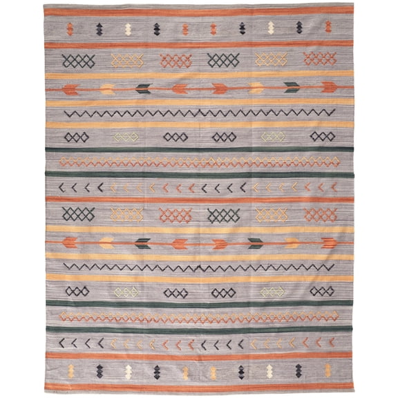 Feizy Dharma Transitional Southwestern, Gray/Orange, 8' x 10' Area Rug Reversible Stain Resistant Kid Friendly Cabin & Lodge Moroccan Floor Rug for Living room Bedroom